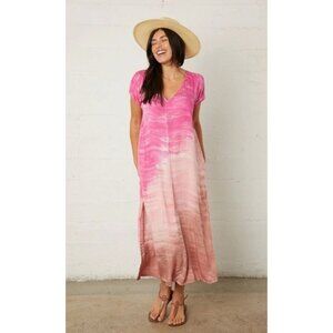 River + Sky Pink to Blush Ombre V-Neck Maxi Dress